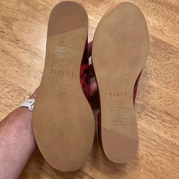1. State Celvin Snake Print Leather D'Orsay Sandal Flats, Red + Black ~ Size 7 - Picture 8 of 9